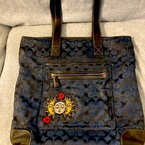 Coach refurbished midnight blue tote